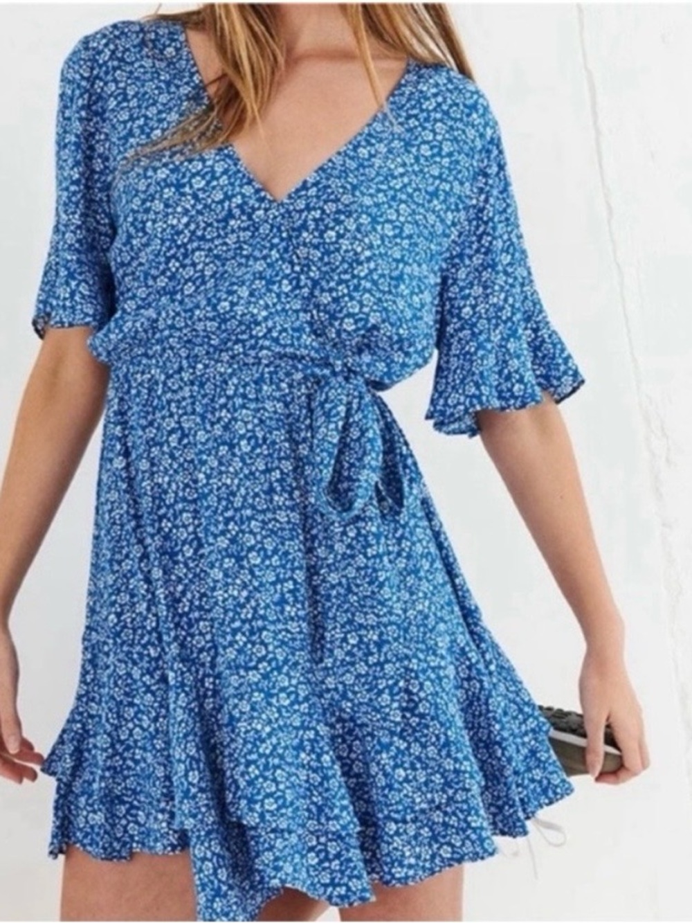 Ghanda Blue Floral Lottie Mini Dress